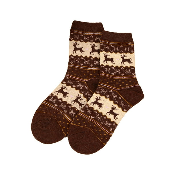5 Pair Women Men Christmas Winter Warm Socks Stockings Elk Cartoon Mid Stockings